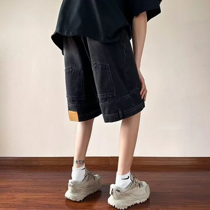 Men's Shorts Men's Summer Jeans American Style Denim Baggy Shorts Retro Distressed Washed Loose Straight Leg Wide Leg Pants