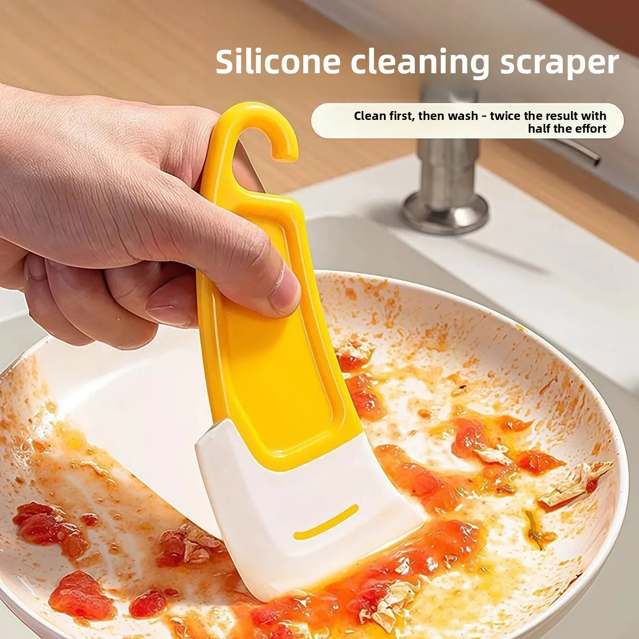 Kitchen Silicone Scraper, Heat-Resistant Dishwasher Scraper, Food-Grade Non-Stick Pan Cleaning Scraper, Grease Removal Scraper