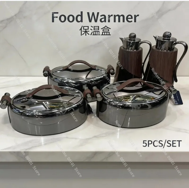 Portable Insulated Lunch Box Set 5PCS Thermal Food Container with Soup Flask Spoon Chopsticks Leakproof Stainless Steel Bento