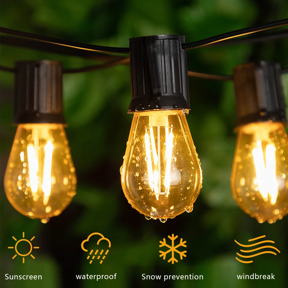 Plastics S14 Outdoor Lights Garland Street 220V EU Plug Connectable Outdoor String Light Grillande Chain Lamp Wedding Decoration