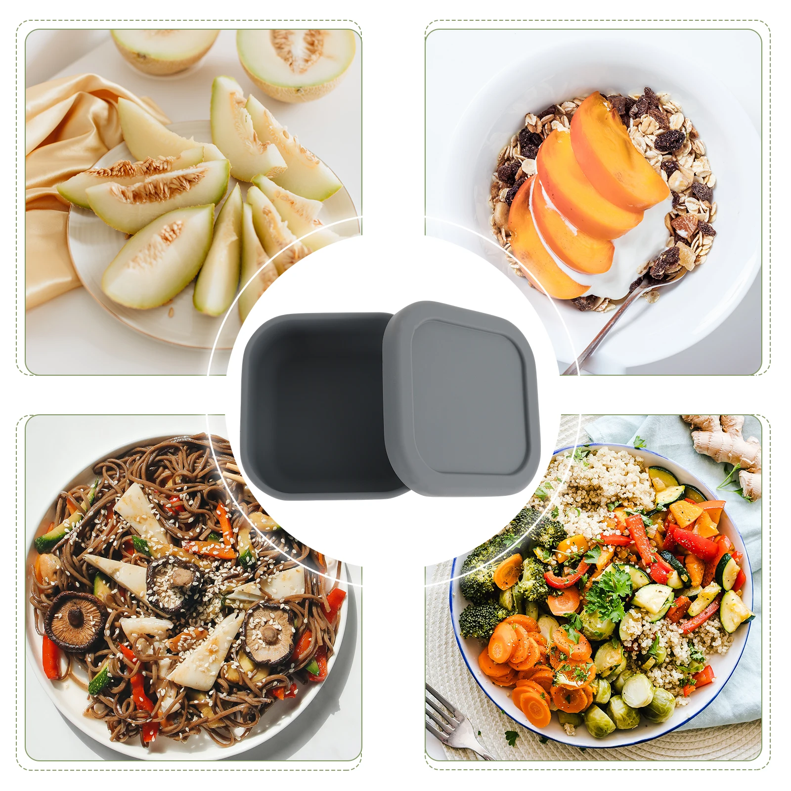 

Silicone Food Containers Portable Lunch Box Household Storage Grey Accessory Multifunction Student Kitchen Picnic