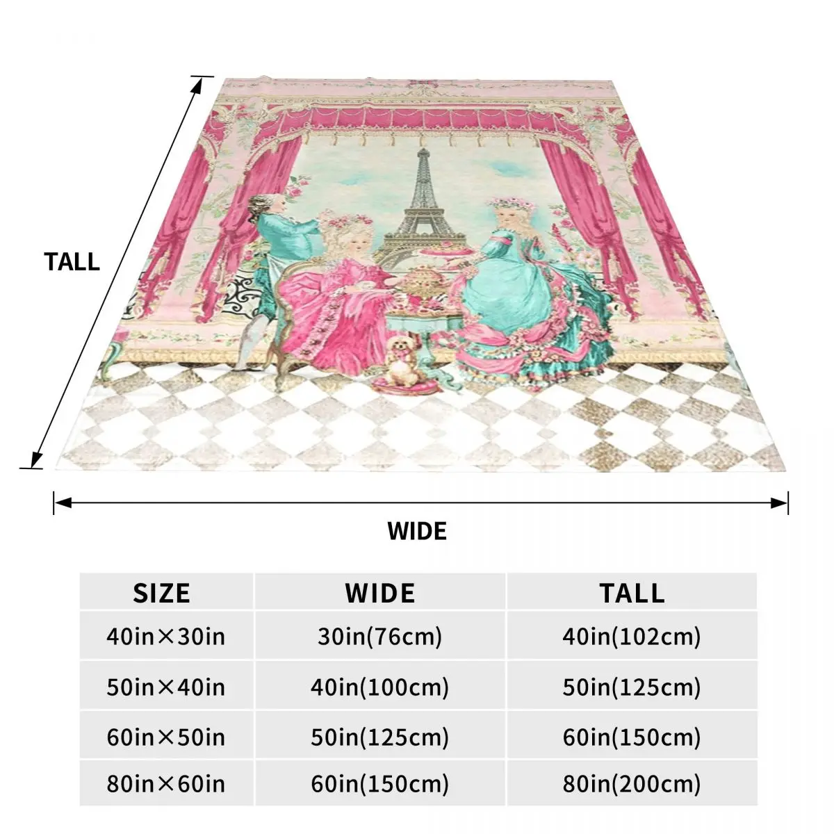 Marie Antoinette Afternoon Tea In French Paris Blanket Soft Warm Flannel Throw Blanket Plush for Bed Travel Home Sofa