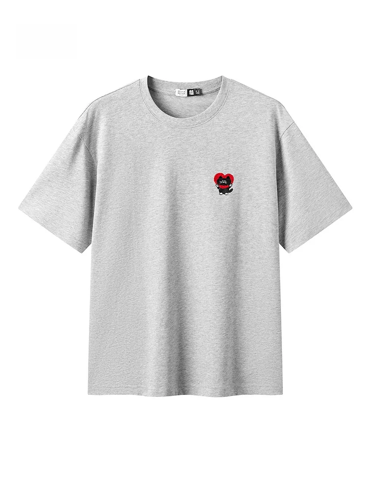 

Semir Brunch Brother Collaborative ort Sve T-irt Embroidered round Ne Knitwear Summer New Sle Casual Loose Fit