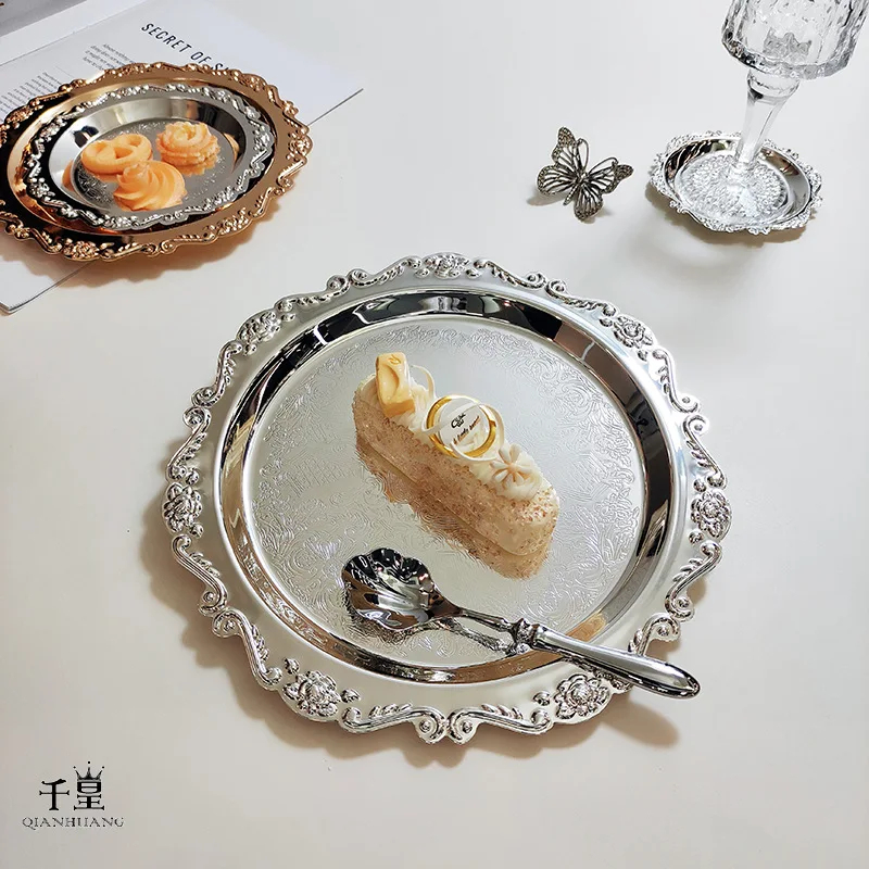 European light luxury metal coaster, vintage ins mini jewelry, cupcake plate, wrought iron afternoon tea photo props