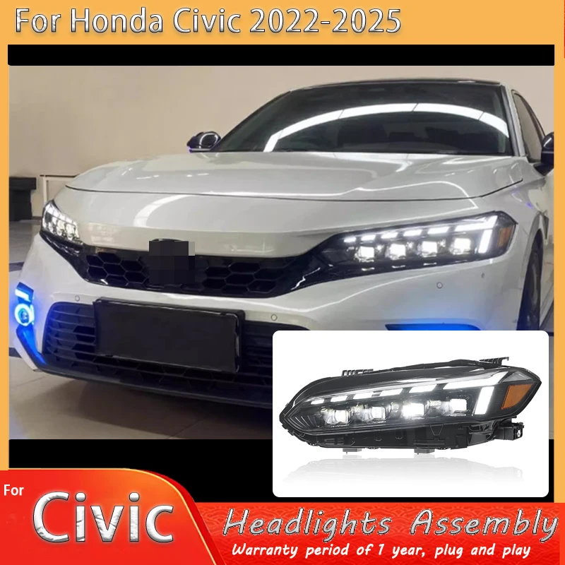 

Светодиодные фары в сборе для Honda Civic 2022-2025: Plug and Play с динамическими ДХО и функцией поворотников