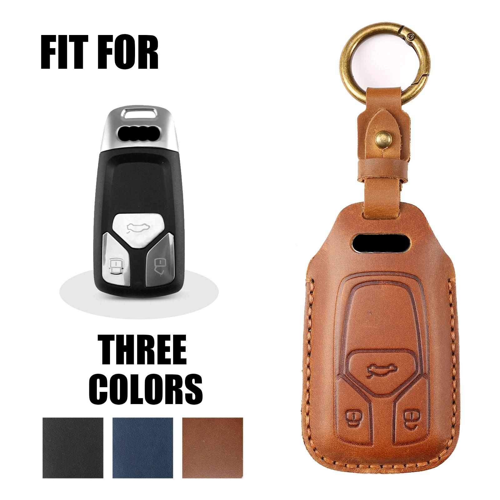 

Leather Car Remote Key Case Cover Shell Fob For Audi A4 B9 A5 A6 8S 8W Q5 Q7 4M S4 S5 S7 TT TTS TFSI RS Protector Accessories