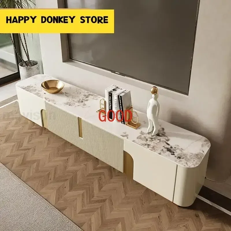 Glass Coffee Table TV Cabinet Rectangle Center Tables White Display Sideboard With Drawers Round Corners Muebles Room Furniture