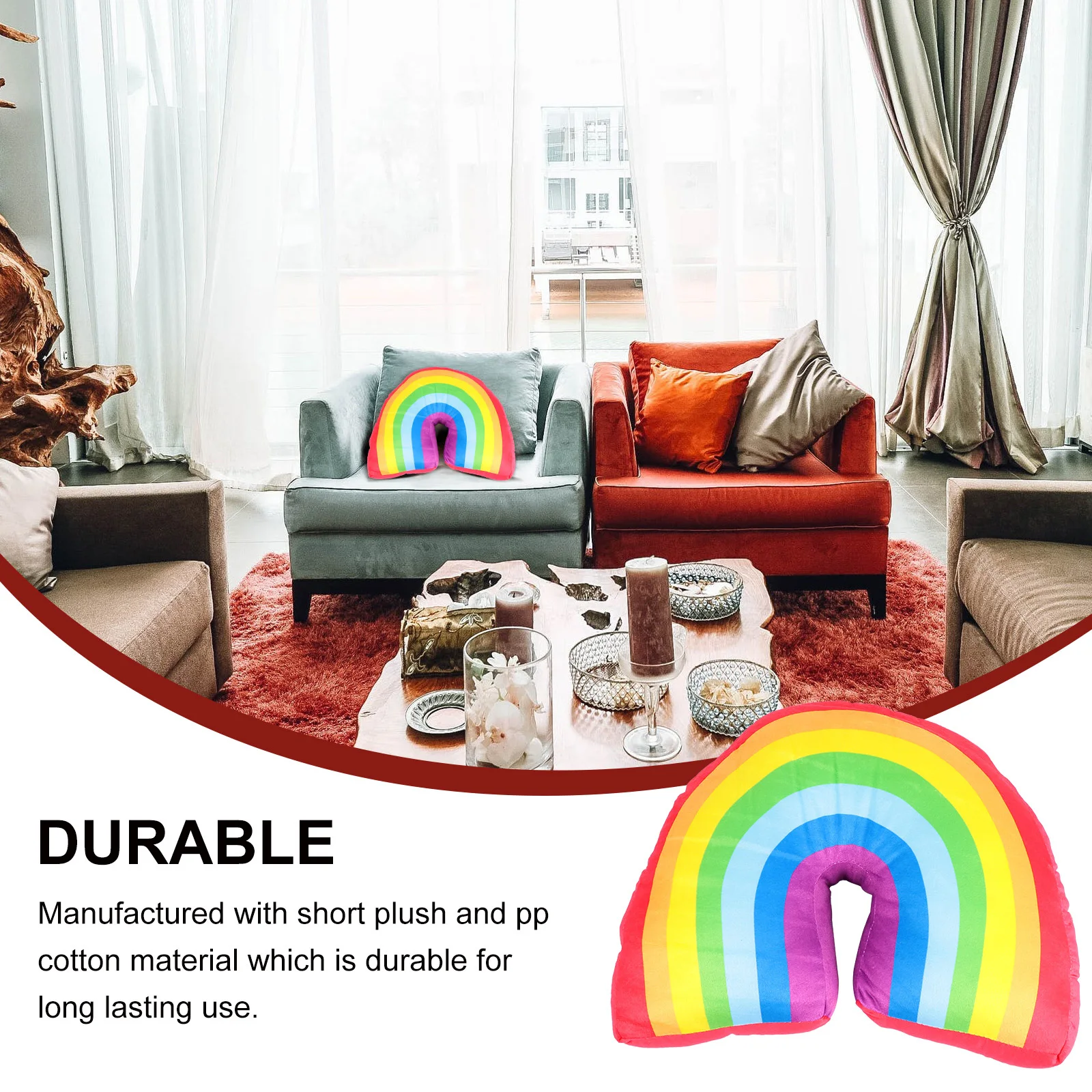 

1Pcs Rainbow Shape Cushion Filled PP Cotton Soft Comfortable Throw Pillow for Living Room Bedroom Car Decoration