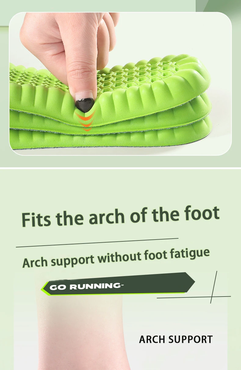 Stoßdämpfende Sport-Einlegesohlen für Herren und Damen, Outdoor-Laufsohlen, weiche, elastische Sohle, atmungsaktive, bequeme Einlegesohlen – Detail 7