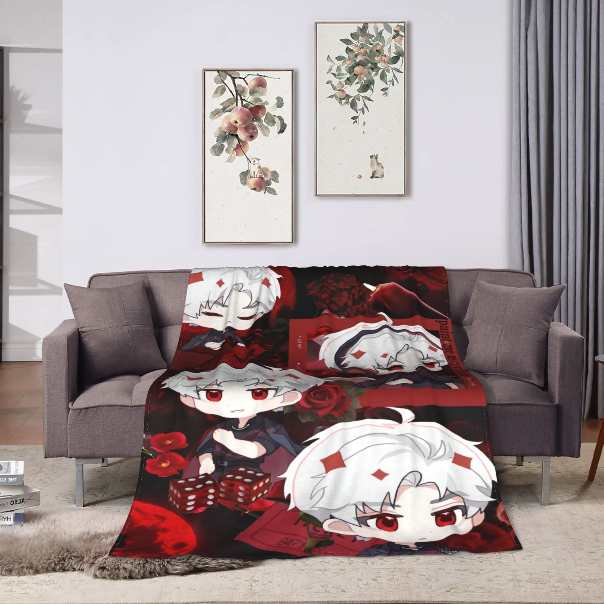 COOL V-Valko L-Love and Deepspace Blankets Quality Warm Soft  Throw Blanket Winter Picnic Couch Bed Novelty Bedspread