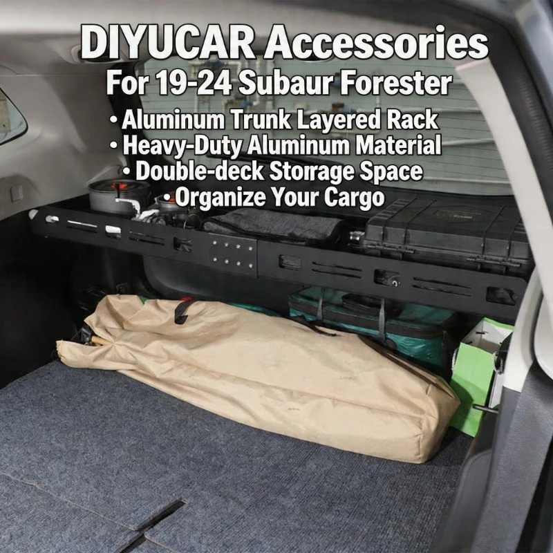 For Subaru Forester 2019-2024 Aluminum Alloy Car Trunk Cargo Luggage Multi-function Shelf Storage Tray Rack Interior Accessories