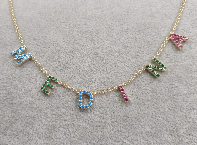 

Lateefah Ins Fashion Style Custom Initial Letter Name Necklace 9mm Crystal Letter Birthstone Zircon Necklace