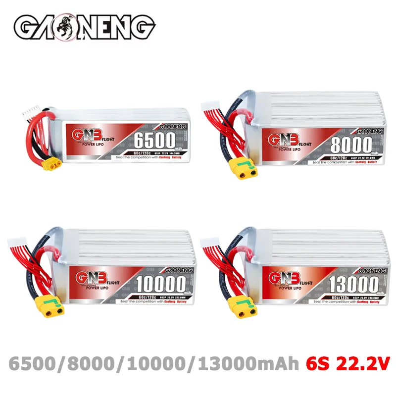 

GNB 6S 22.2V 6500/8000/10000/13000mAh 60C/120C Lipo Battery With XT90 XT90S Plug for FPV Drone Quadcopter Airplane Helicopter