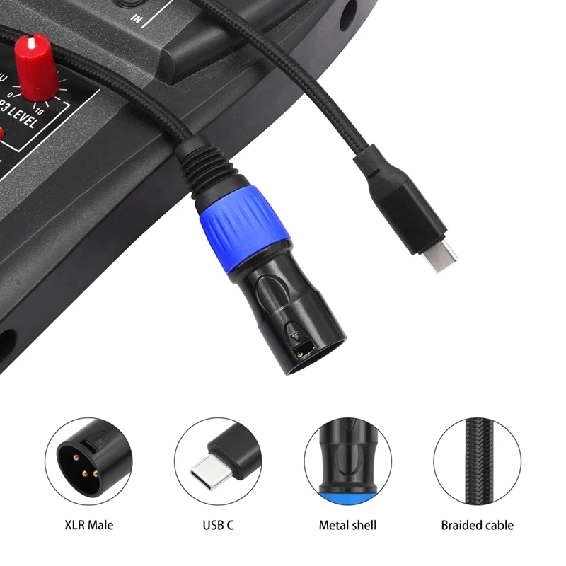 USB-C ke XLR 3Pin TYPE-C kabel laki-laki untuk mencampur penguat konsol speaker Audio ponsel laptop ponsel