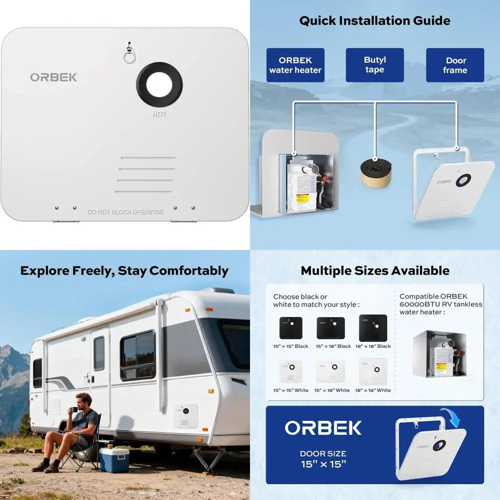 

Водонагреватель для автофургонов 15 x 18 дюймов, комбинация белых дверей и фланцев. ТОЛЬКО Комплект дверей для безрезервуарных водонагревателей RV