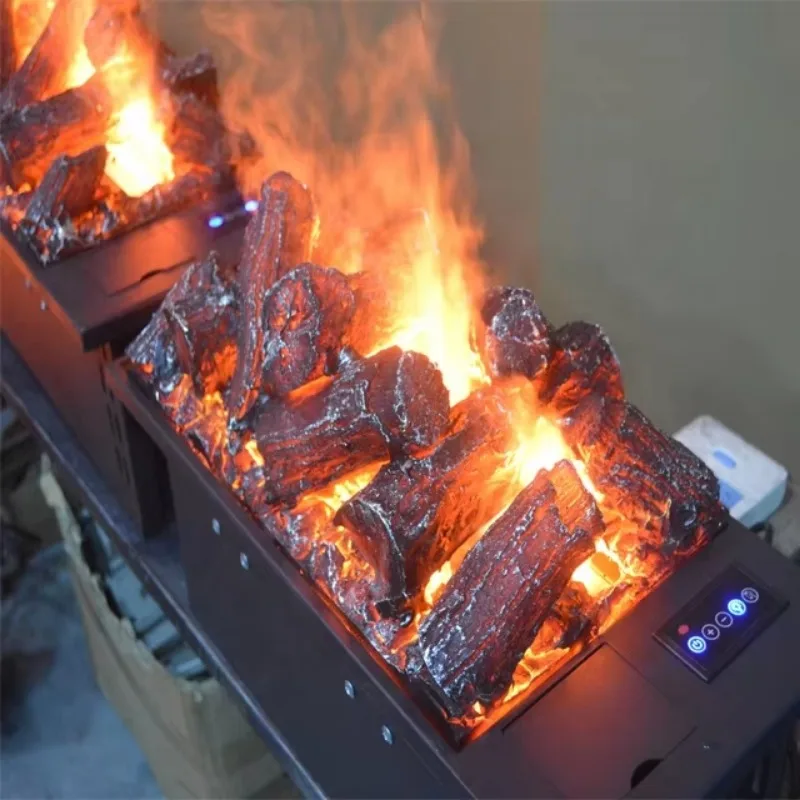 Customised 3D LED Flame Humidifier Indoor Freestanding Water Vapour Fireplace with Steel Material Wood Fireplaces Design