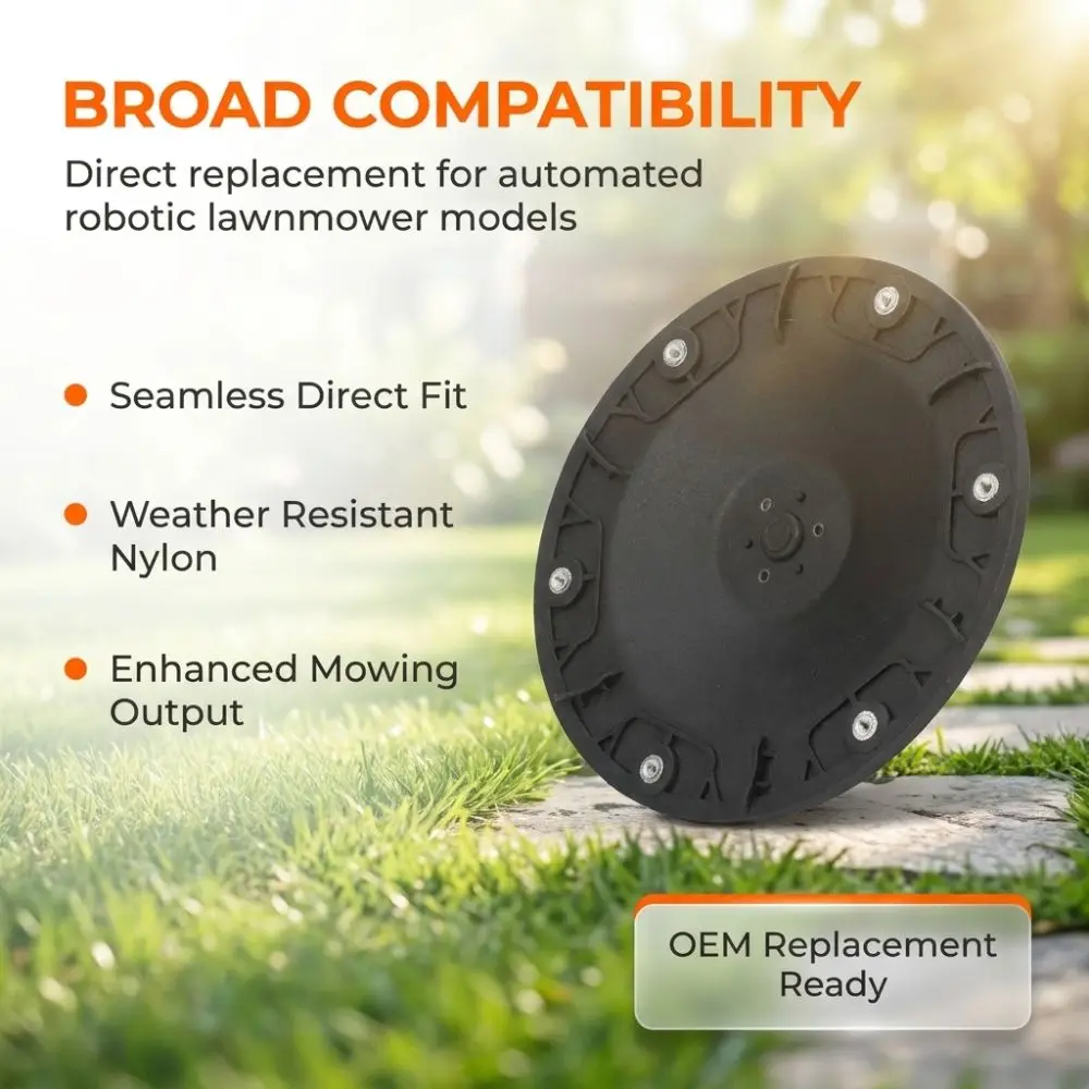 Nylon Robotic Lawnmower Disc Black Compact Lawn Mower Blade Disc 6 Openings M4 Thread for Worx Landoid