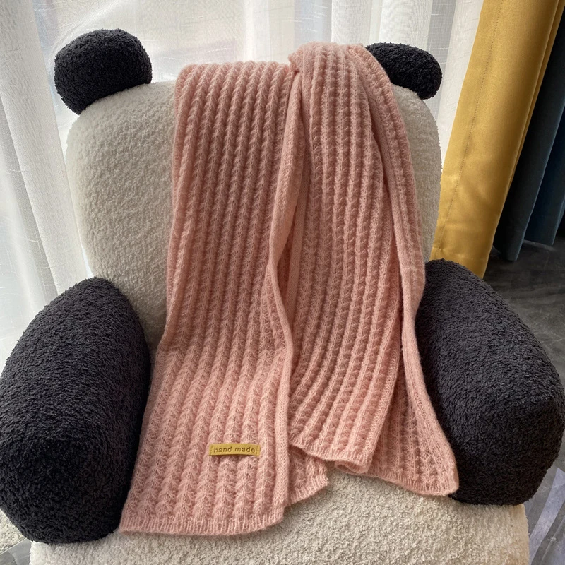 Winter Scarf Women New Korean Woolen Scarf Lovers Men and Women Thicken Warm Students Net Red Solid Color Knitted Scarves Bib image 4