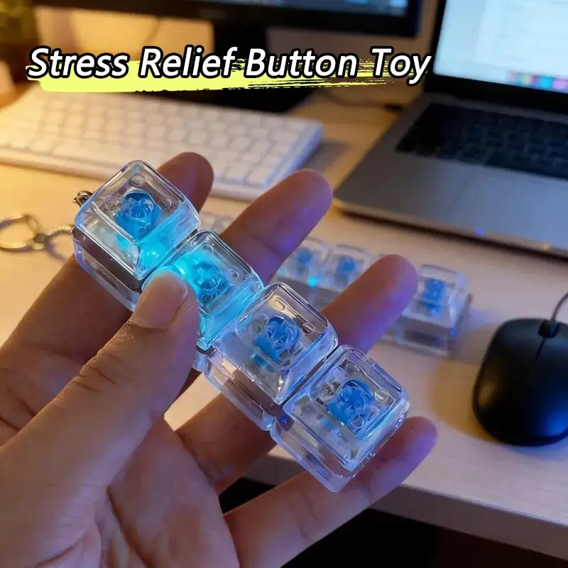 1 Stück LED-Tastatur-Schlüsselanhänger, Stressabbauendes Klickspielzeug mit LED-Tasten für Menschen mit Angstzuständen, Büroschreibtisch-Accessoire – Detail 13