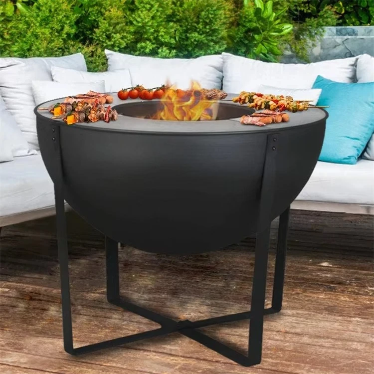 เตาบาร์บีคิวสำหรับตั้งแคมป์ เตาไฟสำหรับทำอาหาร พร้อมตะแกรงสำหรับย่างแบบใช้ฟืน