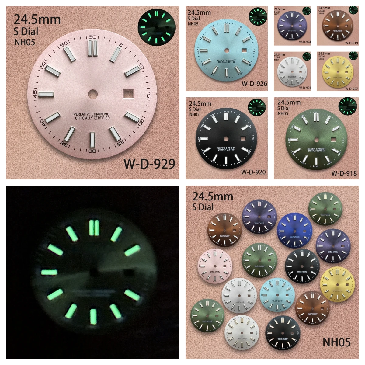 

24.5mm High Quality S Logo Dial Suitable For NH05 Movement Green Luminous Ladies' Watch Modification Accessories