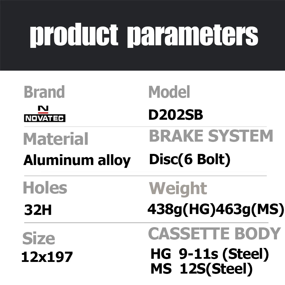 Novatec D202SB 6 Bolts 32H  Fat Bike Snow Sand Beach Rear Hub Thur Axle12x197mm Disc Brake Fat Bicycle Cubos Steel Freehub HG MS