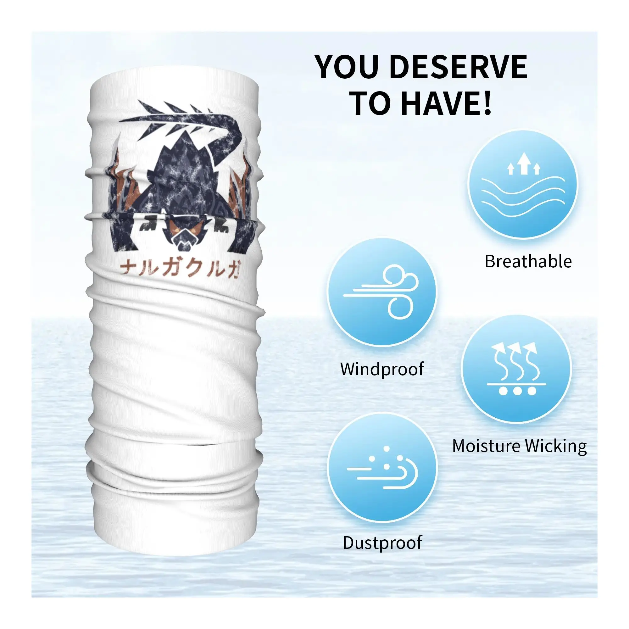 Monster Hunter World Iceborne Nargacuga Kanji Icon Bandana Neck Gaiter Printed Wrap Scarf Headband Outdoor Sports Unisex Adult