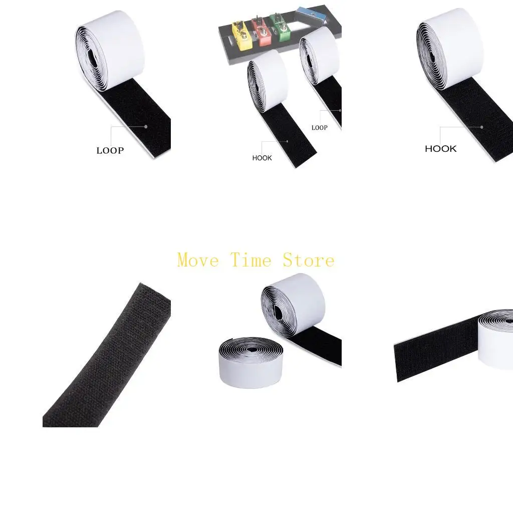 92ME 2Pcs 2m Guitar Pedal Board Fastening Tape Fastener Adhesive Hook and Loop Tape Wide Double Sided Sticky Back Tape
