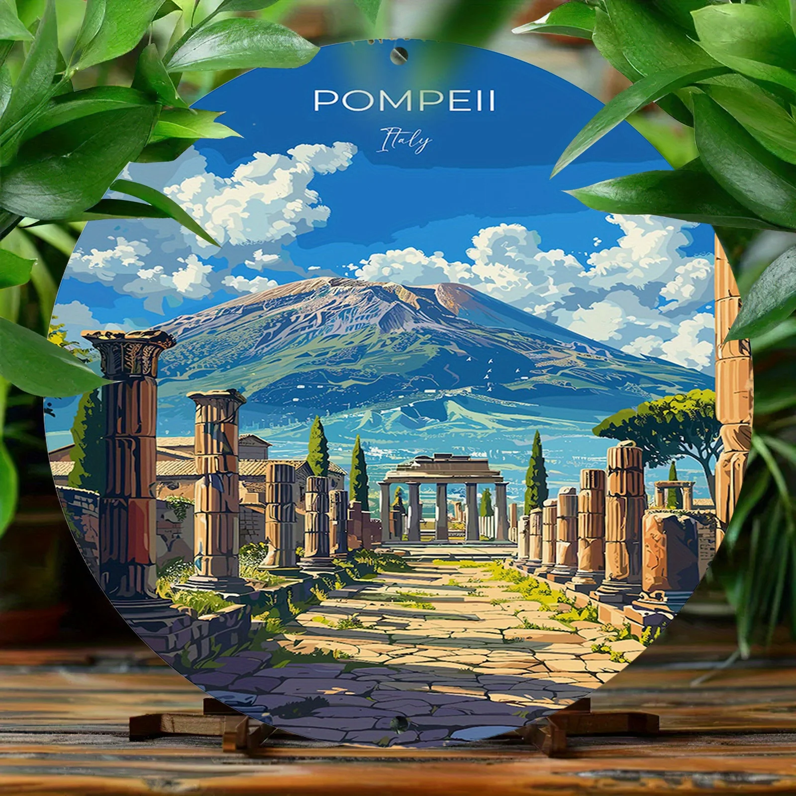 Pompeii Italy Ancient Ruins Mount Vesuvius Vintage Travel Tin Sign - Vintage Durable Metal Plaque Wall Decor, Home Office Bar Ma