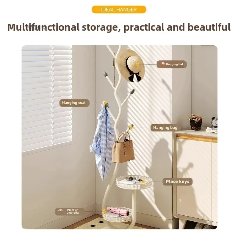 Cream Style Clothes Racks Standing Home Furniture Living Room Vertical Storage Coat Rack Stand Bedroom Dress Hanger Indoor