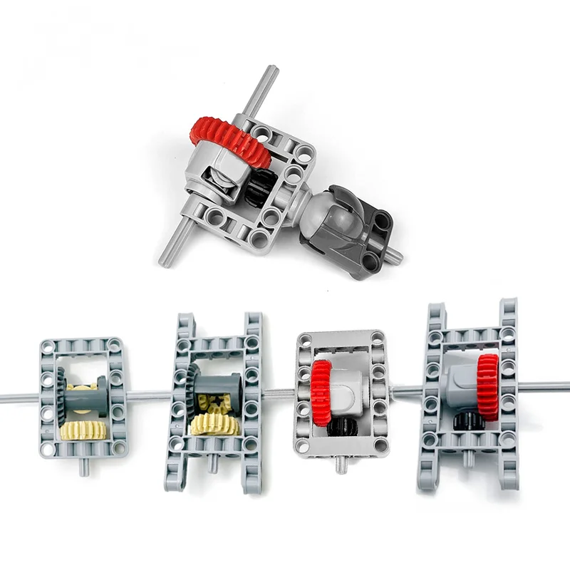 MOC-piezas de bloques técnicos, conjunto de engranaje diferencial enmarcado, 65413, 65414, construcción de caja de cambios para bloques de coches, chasis de dirección, Juguetes DIY
