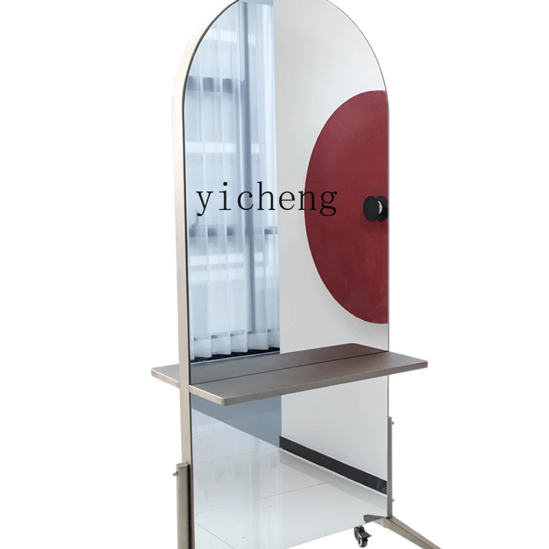 

ZK high-end mobile mirror barber shop hair cut hair salon special with countertop salon double-sided mirror stainless steel