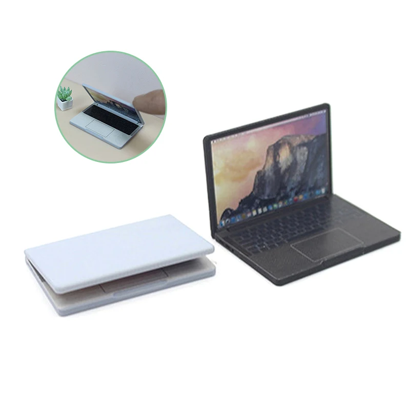 Cute Simulation 1:12 Mini Laptop Computer Dollhouse Miniature Alloy Crafts Dollhouse Decoration For Doll House DIY Accessories