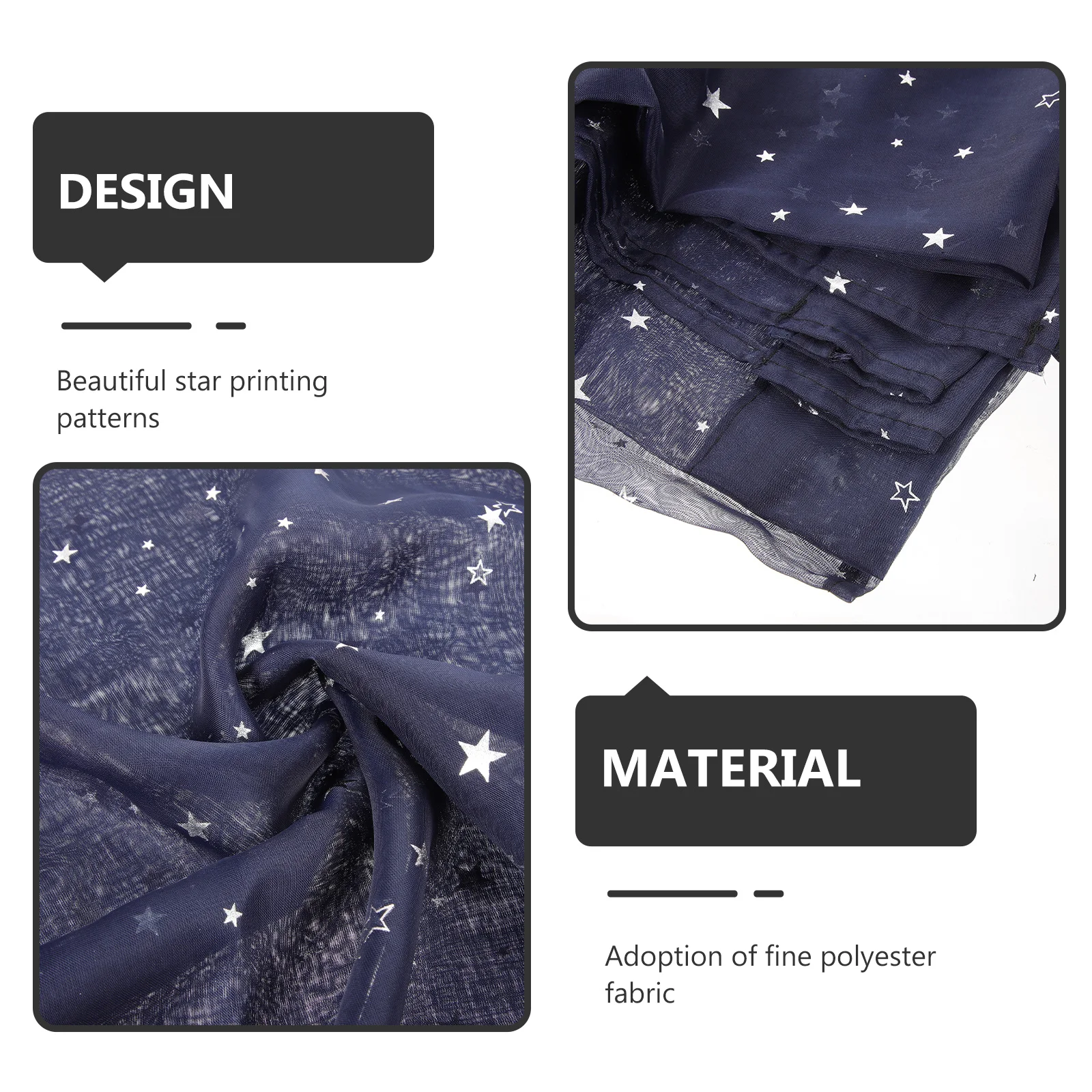 

1 Panel Elegant Star Pattern Sheer Curtains in Silver Foil Print 100x200cm Navy for Living Room Bedroom Window Natural Sunlight