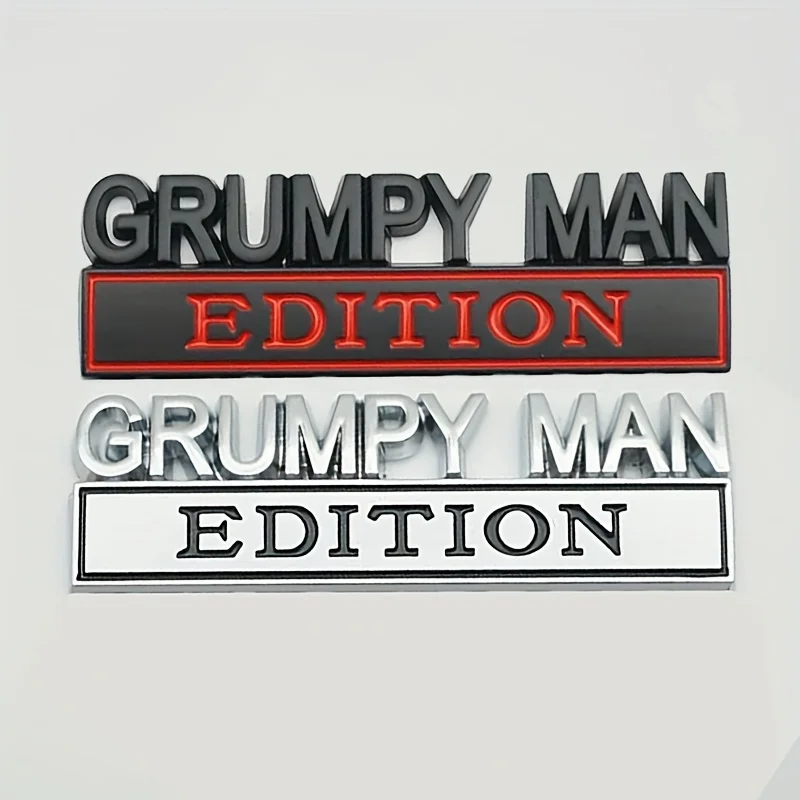 GRUMPY MAN EDIÇÃO 3D Emblema Adesivo Crachá Fender Engraçado Velho Edição Decalques Carro Caminhão Substituição Decoração de porta