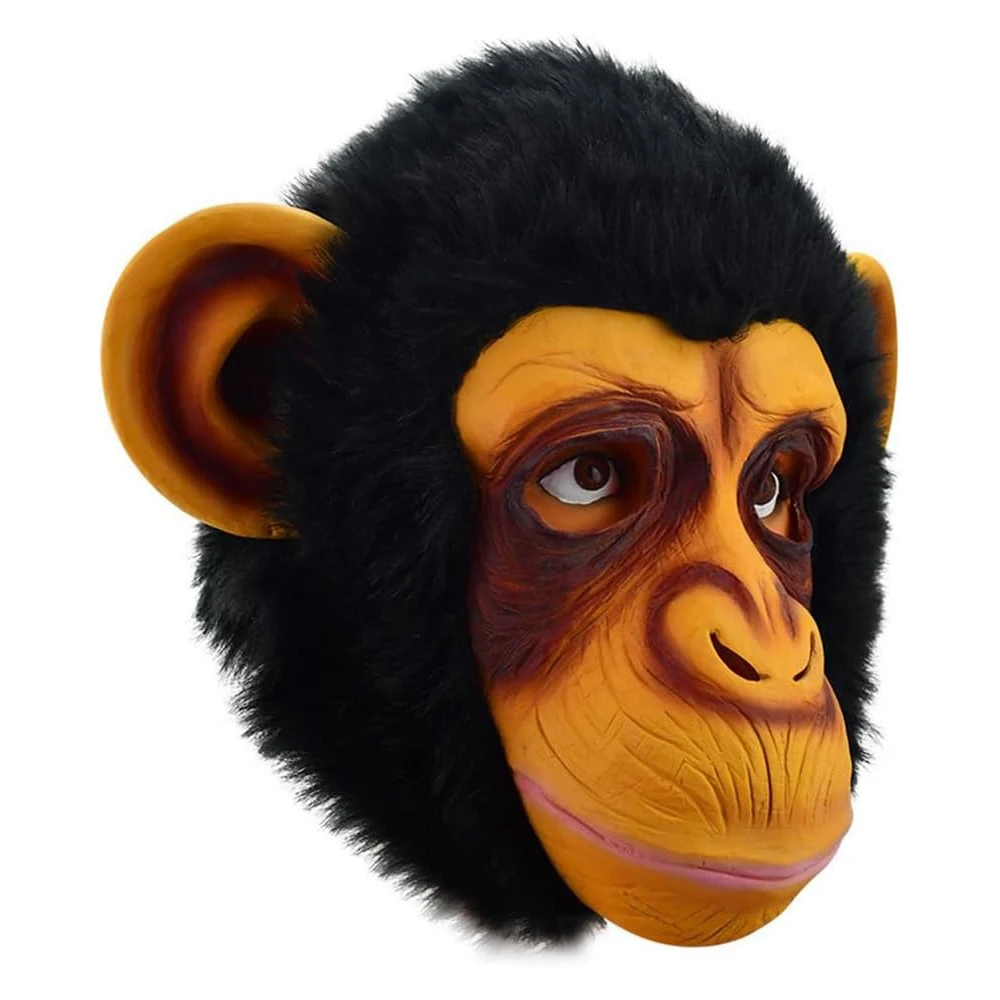 Divertente maschera da gorilla animale con orecchie grandi Maschera a pieno facciale per feste cosplay di Halloween Simpatico scimmia in maschera Decorazione ecologica in lattice