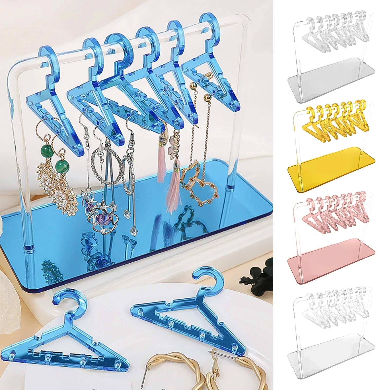 

8pcs Coat Hanger Polymer Clay Soft Pottery Earrings Stand Organizer Hanger Shape Tabletop Jewelry Display Holder for Earring