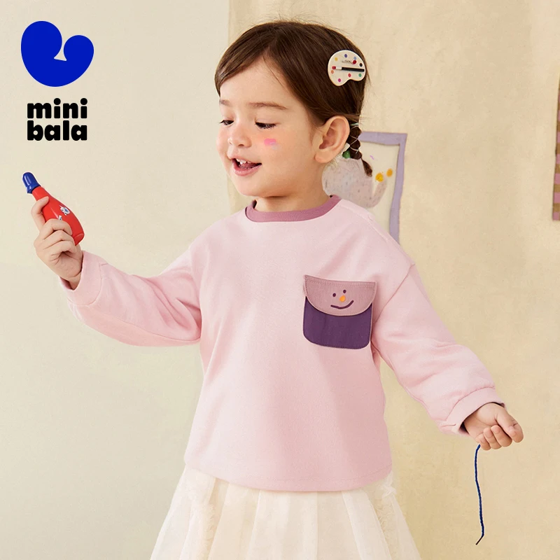 

Mini Bala Kids Long Sleeve T-Shirt 2025 New Autumn Pure Cotton Soft Layering Top for Babie