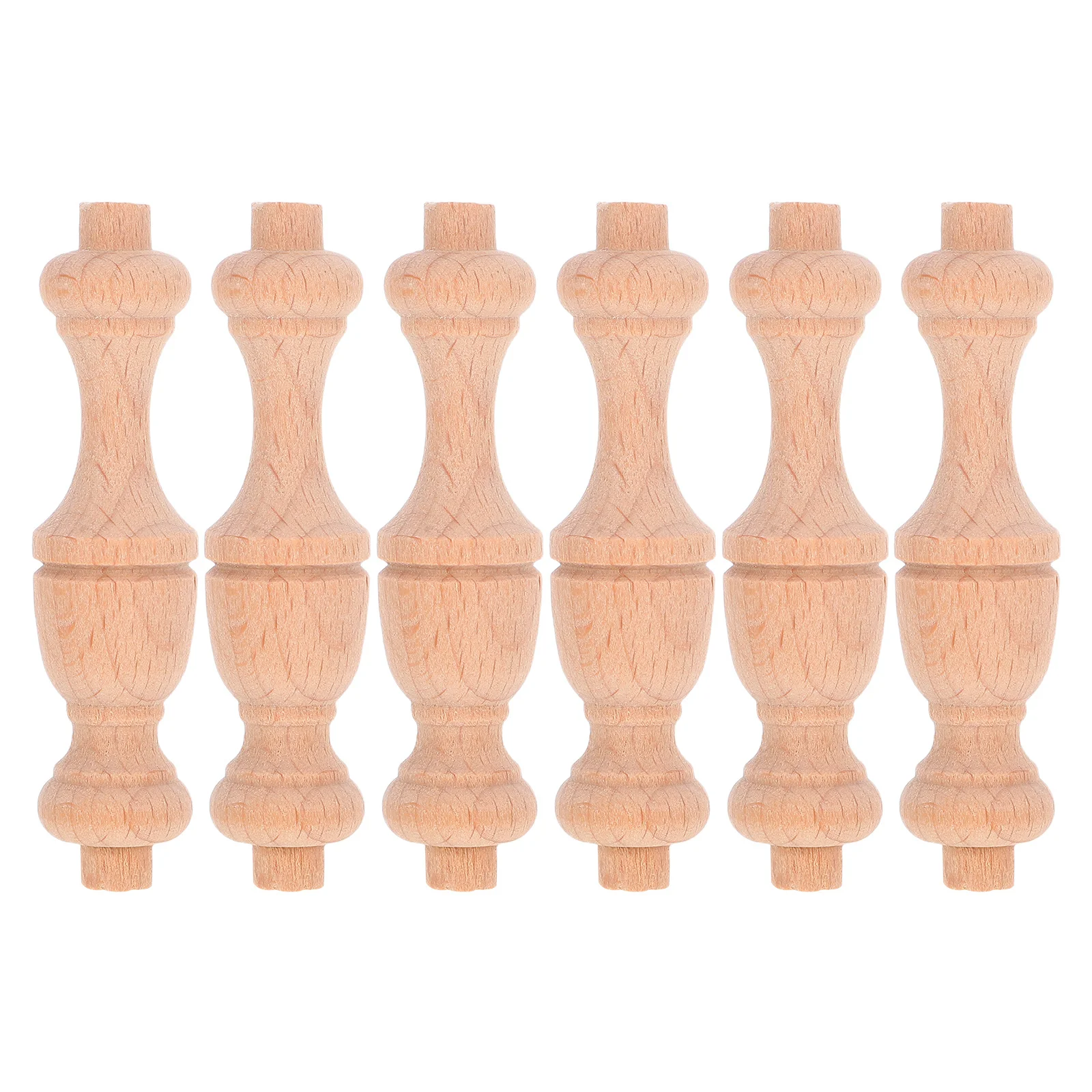 

6Pcs Solid Wood Posts Unpainted Decorative Wooden Balusters for Home Decor and Furniture Repair Mini Roman Pillar