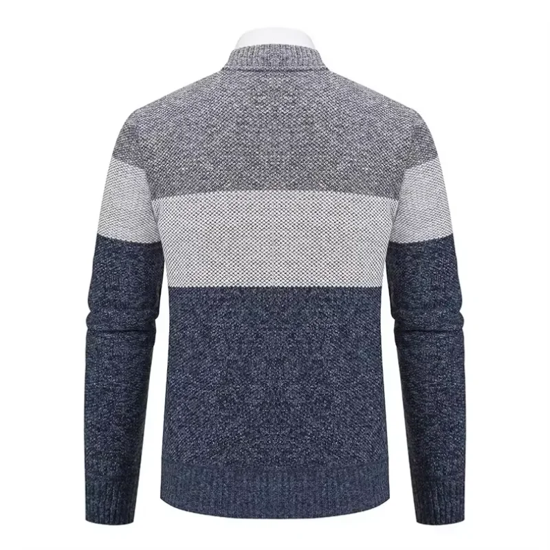 Autumn Winter Men's Sweater Male Plush Thickened Striped Slim Fitting Cardigan High-quality Business Casual  Knitted Jackets 4XL