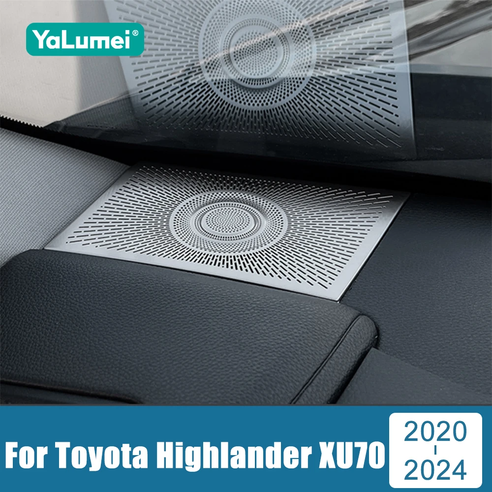 

For Toyota Highlander XU70 2020-2022 2023 2024 Stainless Car Front Dashboard Vent Sound Speaker Cover Panel Air Trims Sticker