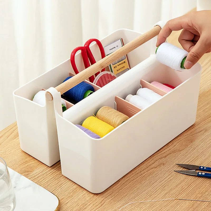 

Storage Box Office Gift Cosmetics Remote Control Plastic 8grids Multifunctional Organizing Storage Boxes with Handle Organizer