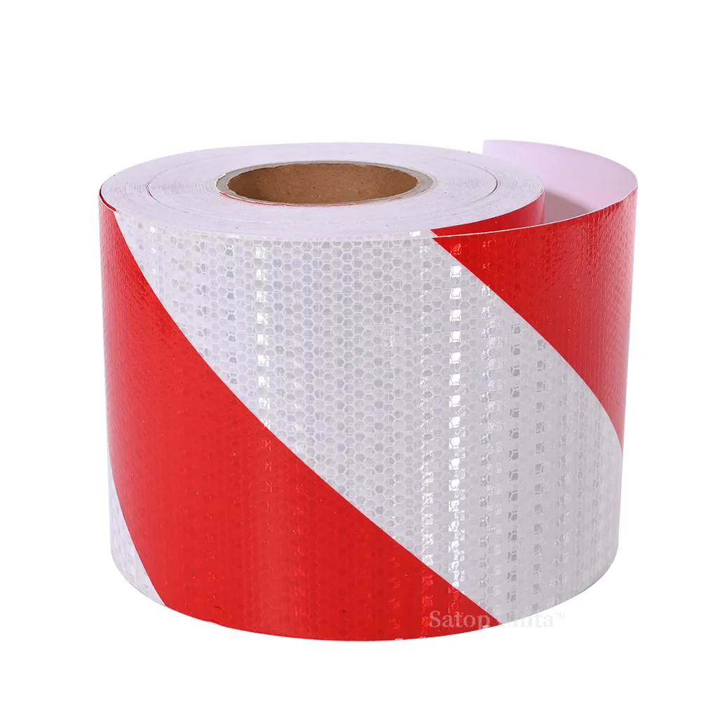 15cm*10m Width High Quality Reflective Tape Safety Warning Adhesive Sticker White Red Twill For Truck Motorbike