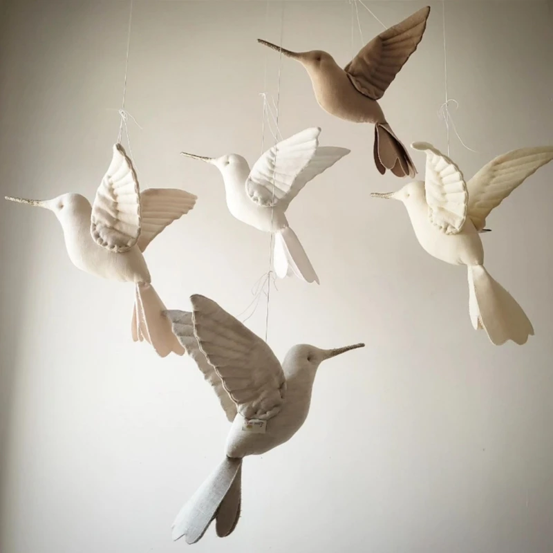 Creative wall hanging Hummingbird Swan Plush Stuffed Doll fabric family bedroom Nursery room decor hanging ornaments baby pillow