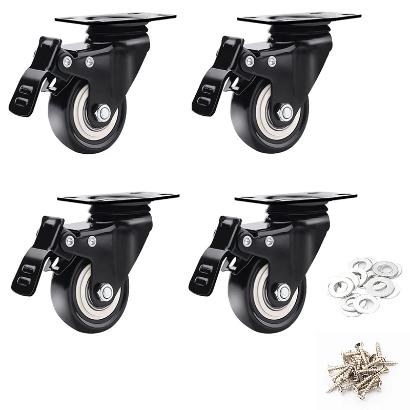 1 Pack Casters Heavy Duty 2 Inch Office Chair Furniture Caster Workbench 360 Degree Swivel Wheels 3 Inch with Brake Pulley