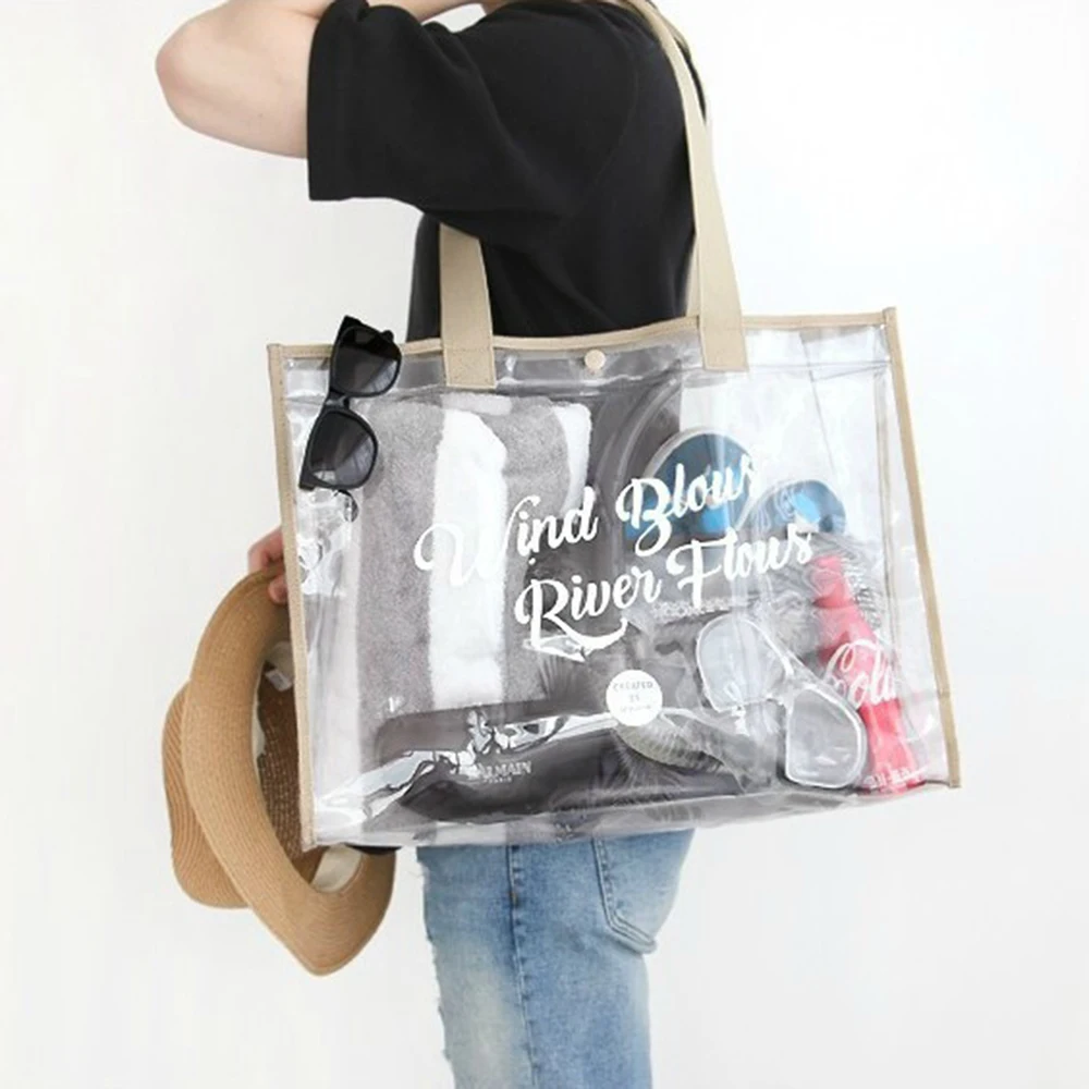 Cosmetic Pouch Beach Tote - Lightweight Beach Bag with Phone Pouch Waterproof Foldable Tote Bag for Beach, Pool,  Vacation image 3