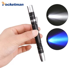 Mini UV Taschenlampe Stift Licht 395nm Schwarzlicht Taschenlampe UV Licht Stift Taschenlampe Ultraviolett Taschenlampe weiß/lila Licht aaa