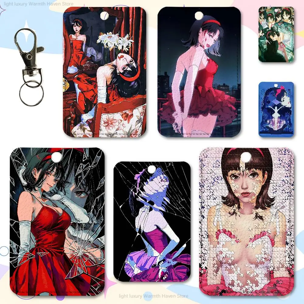 Movie P-Perfect B-Blue Key Tag Ring Leather Card Holder Key Ring Rectangle Access Card Holder
