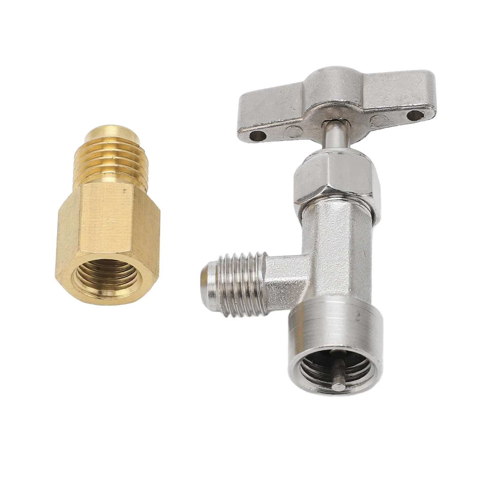 

Self Sealing Can Tap Valve 1/4in 1/2in Thread Stainless Steel Refrigerant Dispenser Can Opener with Hose Adapter for Car