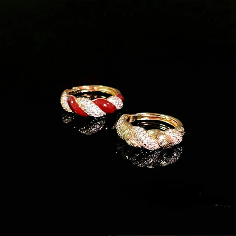 Vintage 18K Gold Filled Zircon Adjustable Twist Ring For Women Banquet Accessories Gift